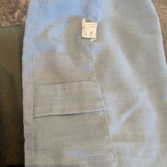 Custom 55W x 84L Light Blue Linen-Blend Sheer Drapes. Set of 2 - Picture 1 of 3